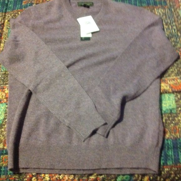 Bloomingdale's Men's Light Weight Purple Cashmere Sweater - Large -New With Tags - Picture 6 of 9